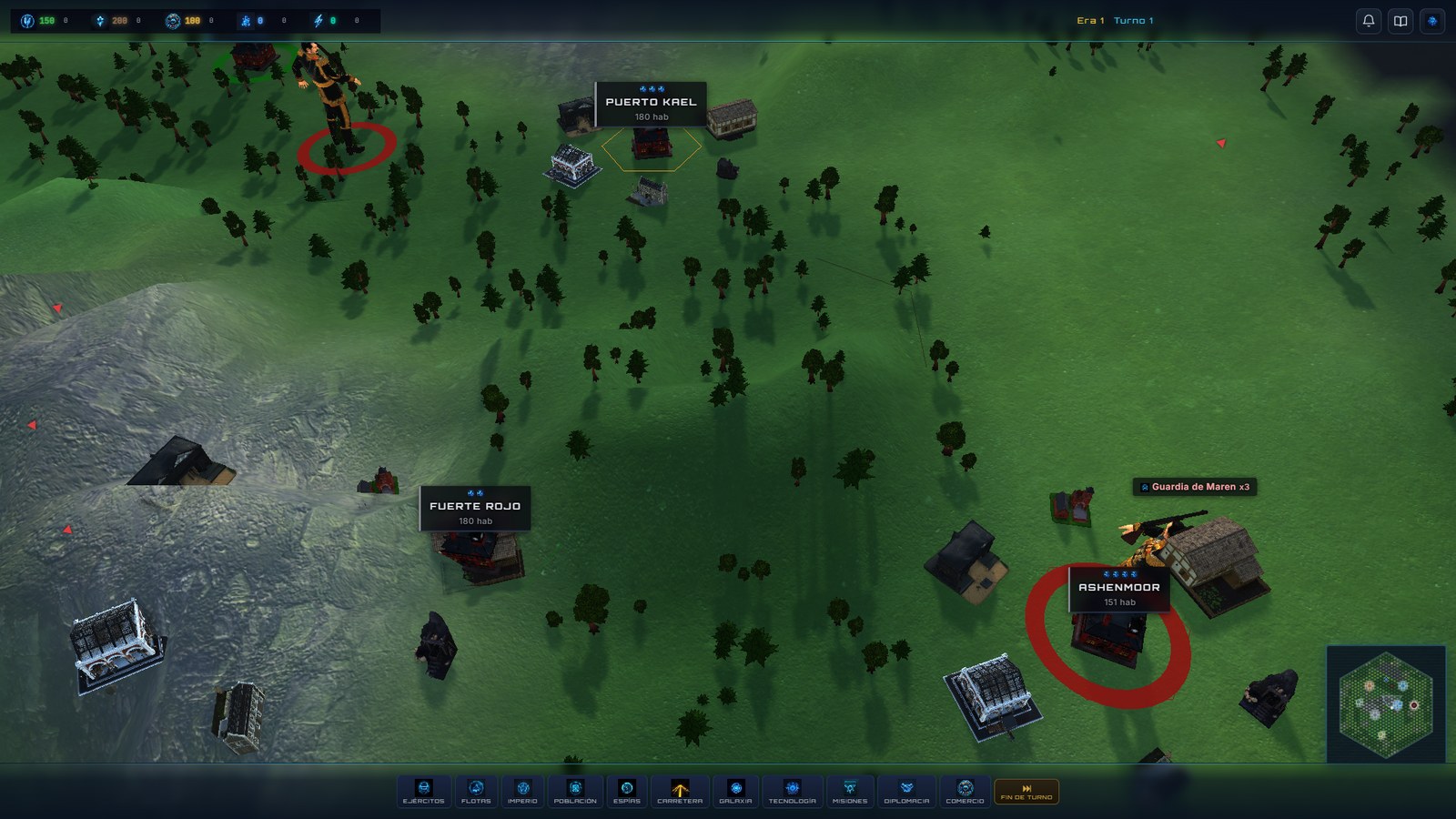 Vargoth: cities, armies and terrain on the planet map