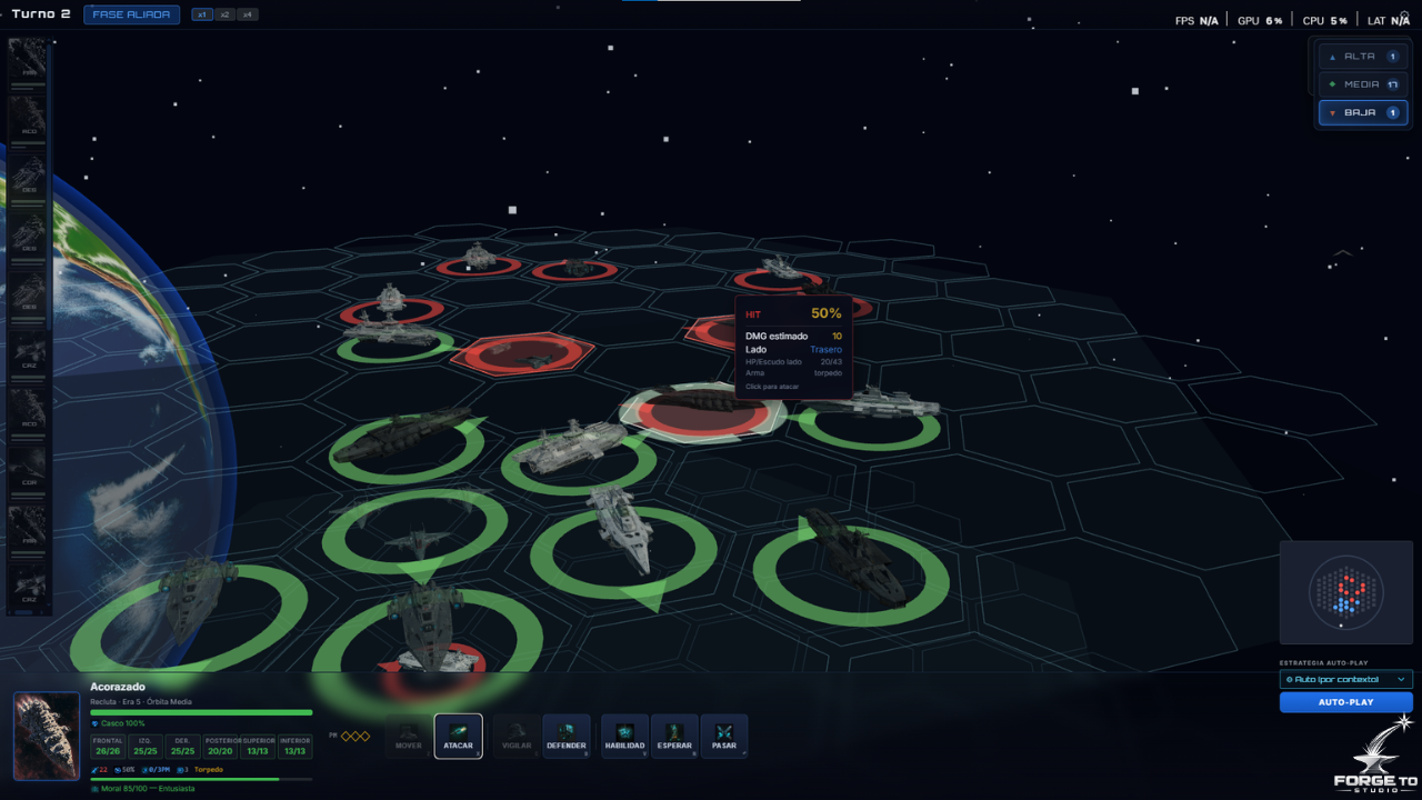 Space combat in three orbits